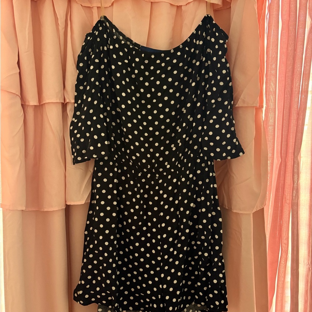 Blue Rain Blue and White Polka Dot Jumpsuit